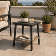 thumbnail image 5 of NestNook Outdoor Coffee Table with Storage Shelf, Metal Patio Side Table with Wicker Bottom Shelf for Balcony, Garden, Deck, Black, 5 of 5