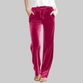 thumbnail image 2 of Fewfanhot Women's Pants Velvet Pants Drawstring Waist Wide Leg Casual Lounge Pant, 2 of 9