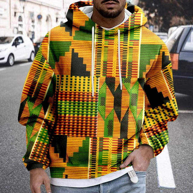 WILLBEST Sudaderas para Hombre, Estilo Africano, De Manga Larga, con Estampados, Cálidas, con Capucha, para El Sudor Grande