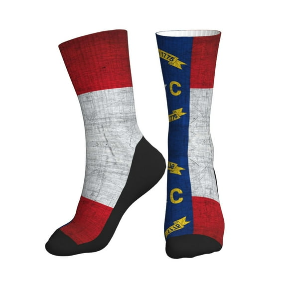 Mens Womens North Carolina Flag Retro Hiker Cushion Crew Socks