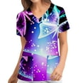 thumbnail image 2 of Shadoumai Bow Printed Scrub Tops Women Short Sleeve V Neck Plus Size Scrubs For Womens Nursing Uniforms Shirts With Pockets, 2 of 4