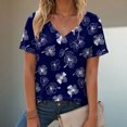 thumbnail image 2 of vigerkar Women's Casual Boho Floral Printed V Neck Tops Short Sleeve T Shirt Blouses (Navy, XL), 2 of 9