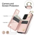 thumbnail image 6 of Cutyskin for Samsung Galaxy A52 5G/4G Wallet Case【RFID Blocking】 with Card Holder Cash Pocket Zipper Bills Slot, Soft PU Leather Magnetic Back Folio Kickstand, Finger Ring Holder Hook Case, Rosegold, 6 of 9
