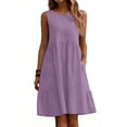 thumbnail image 2 of Shihyeh Linen Dresses for Women 2026 Summer Beach Sleeveless Flowy Loose Maxi Sundress Boat Neck Down Gauze Dress, 2 of 6