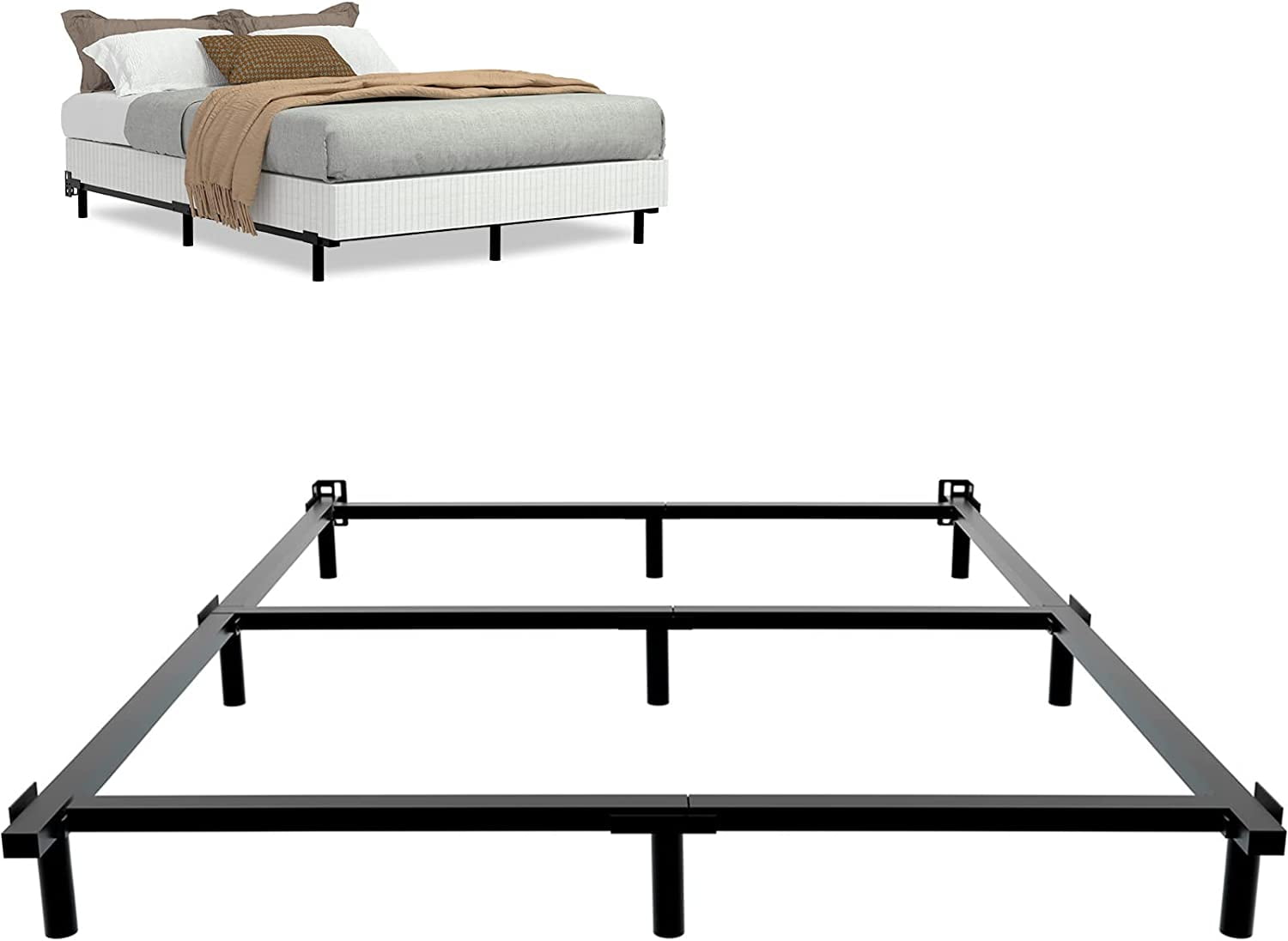 King Size Metal Bed Frame 7 Inch Support Bed Frame for Box Spring and