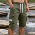 thumbnail image 2 of OIOLOYJM Mens Cargo Shorts Casual Drawstring Summer Athletic Hiking Bermuda Shorts Relaxed Fit Outdoor Work Shorts with Multi Pockets Army Green L, 2 of 5