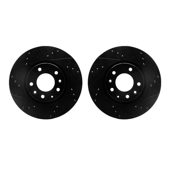 Dynamic Friction Company Front Brake Rotors-Drilled and Slotted-Black 8002-54141