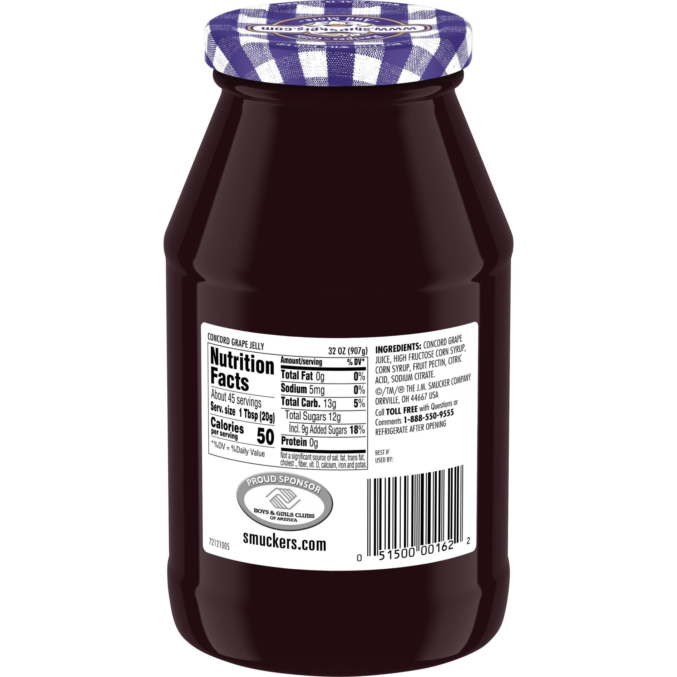 (12 pack) Smucker's Concord Grape Jelly, 32 oz Jar, Classic Fruit Jelly Spread