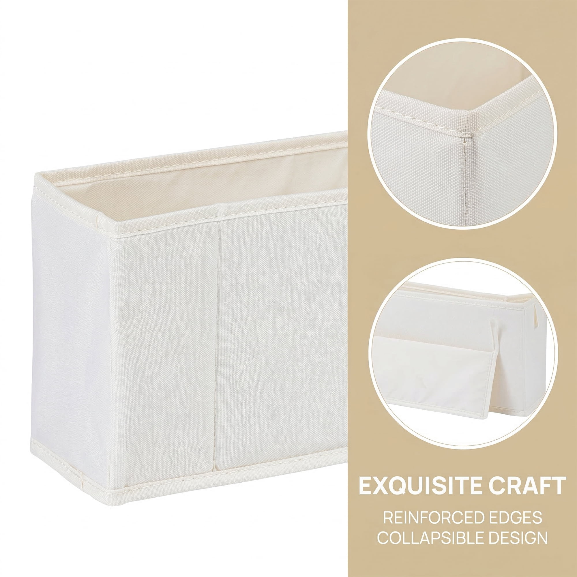Unique Bargains 3pcs Storage Cube Fabric Storage Bin White 15.4*3.9*6.3in