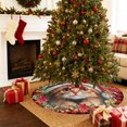 thumbnail image 2 of Christmas Tree Skirt 36 Inches, Checkered Cat Red Poinsettia Pine Needle Berry Xmas Trees Skirt Mat Cover Decorations for Holiday Party Indoor Outdoor, 2 of 9