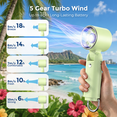 thumbnail image 3 of Portable Fan, 3 IN 1 5000mAh Rechargeable Mini Handheld Fan with 100 Speeds Air Turbo Personal Fan for Indoor Outdoor Travel (Green), 3 of 13