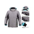 thumbnail image 3 of Simplicity Men's Winter Zip-Off Hood Ski Jacket,Dr Gry/Li Gry/Teal,XXL, 3 of 3