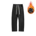 thumbnail image 1 of Pantalones largos para hombre, de ocio, de color liso, con botones, cintura elástica y cordón ajustable, de poliéster., 1 of 9