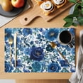thumbnail image 2 of Watercolor Blue Flowers Placemats Set of 6, Blue Floral Non-Slip Place Mats Washable Table Mats for Kitchen Dining Table Decorations Indoor/Outdoor, 2 of 9