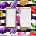 thumbnail image 1 of Metal Light Switch Plate Cover Colorful Macaroon Dessert Black White Stripes CAK013, 1 of 14