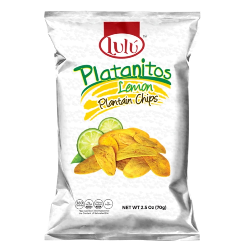 Lulu Plaintain Chips Lemon. Snacks Chips 2.5oz, 30 Count
