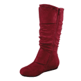 thumbnail image 3 of Women's Casual Flat Heel Side Zip Wide Calf Knee High Mid-Calf Boots Shoes ( Burgundy, 8.5), 3 of 5