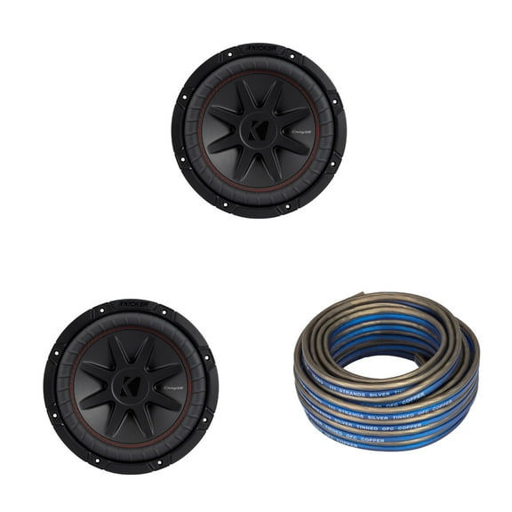 Kicker (2) 52CVR102 - CVR10 CompVR 10-Inch (25cm) Subwoofer, DVC, 2-ohm w/ Speaker Wire Bundle