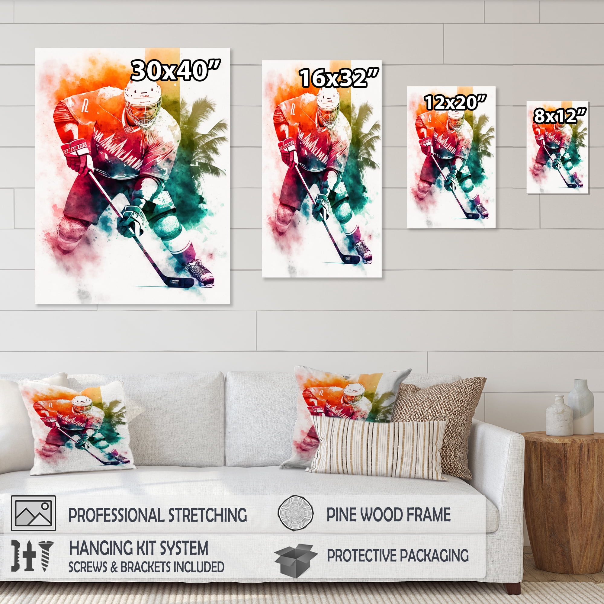 Designart Hockey Player On Ice During Game I Canvas Wall Art