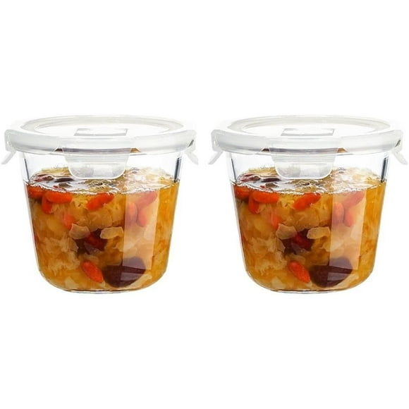 2Pack 24 Oz Glass Soup Storage Container, Glass Meal Prep Container with Airtight Lids, Leakproof Containers for Soup, Microwave Dishwasher Freezer Safe, Round Food Containers