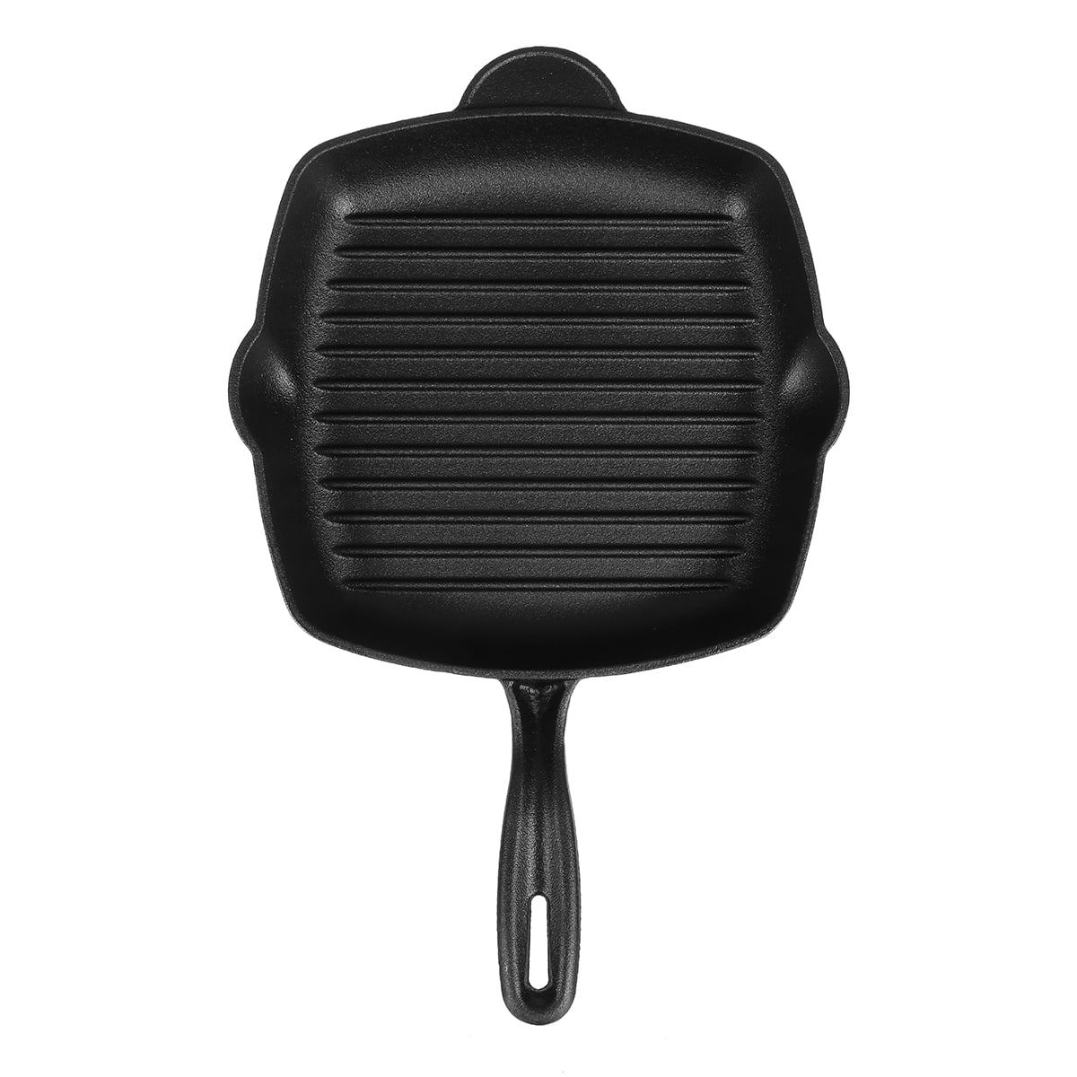 Ovente Square Cast Iron Grill Pan 10 inch with Pre-Seasoned Non Stick Griddle and Grip Handle, Easy Clean Stovetop Cookware, Black CWC2307001B