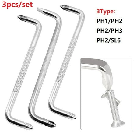 

3pcs Z Type Offset Slotted Cross Screwdriver Steel Magnetic Tip Double Head