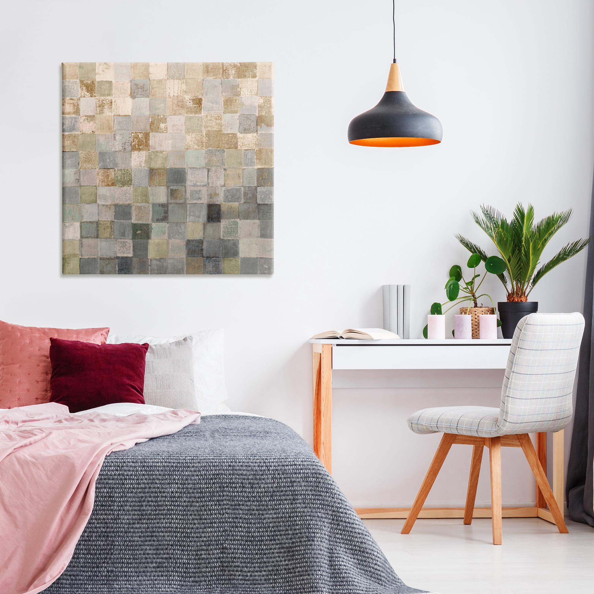 Stupell Industries Alternating Beige & Grey Squares Abstract Painting Gallery Wrapped Canvas Art Print Wall Art, 36 x 36