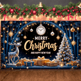 thumbnail image 5 of Golden Decor Christmas Banner Reindeer Design Holiday Backdrop Gift Boxes Snowflake Pattern New Year Background for Christmas Celebration New Year Party Indoor Decoration, 5 of 9