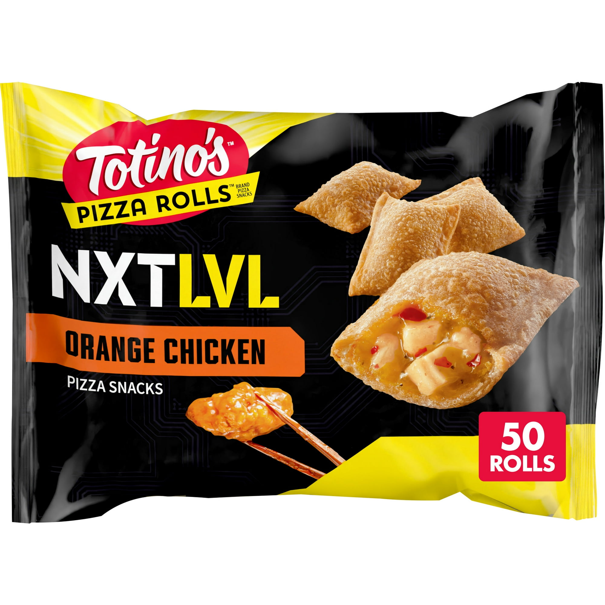 Totino's Orange Chicken Flavored Pizza Rolls NXTLVL Frozen Snacks - 50 Count, 24.46 oz - No Allergens, No Artificial Flavors