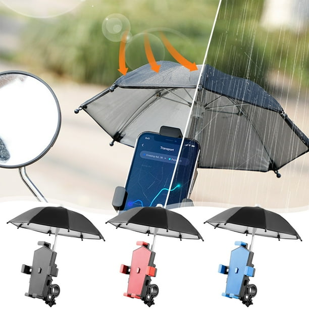 Soporte para móvil giratorio de 360° para bicicletas • Bloqueo automático de un solo clic • Silicona absorbente de impactos • Ajustable para bicicleta, e-bike, motocicleta • Incluye sombrilla solar
