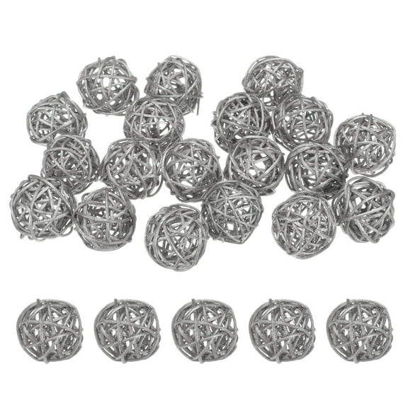 Uxcell 20-Pack Wicker Rattan Balls 40mm/1.6 Inch Decorative Rattan Balls for Christmas Weddings Thanksgiving Silver