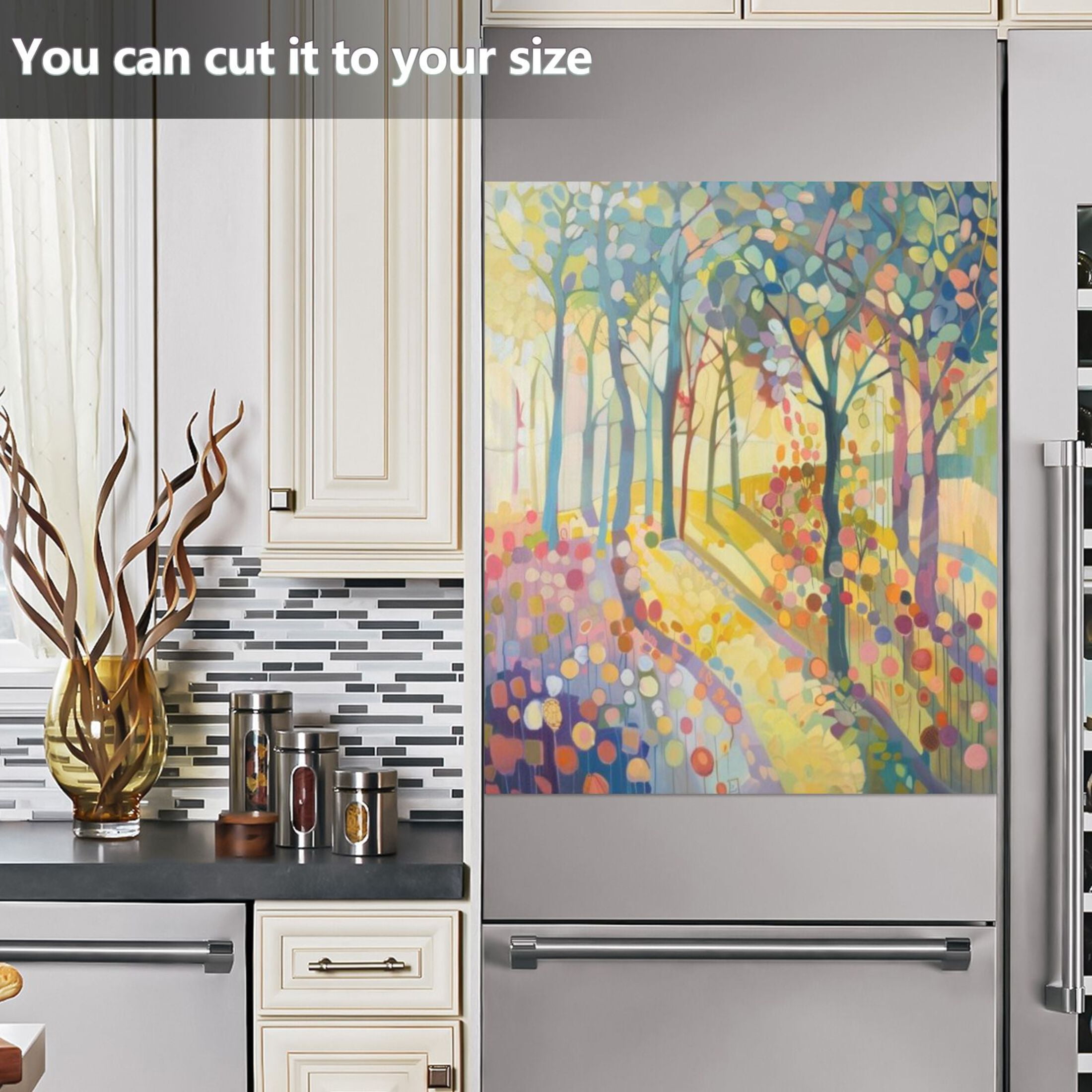 Dishwasher Magnetic Sticker 23x26 Inch Refrigerator Magnetic Sticker Washing Machine Magnetic Sticker Kitchen Panel Magnetic Sticker Home Decor Yellow Light and Trees