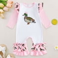 thumbnail image 2 of Xyant Baby Girl Fall Winter Clothes Newborn Silly Goose Romper Long Sleeve Round Neck Jumpsuit Cute One Piece Outfit (Pink,0-3 Months), 2 of 7