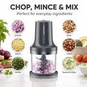 LINKChef Food Chopper, 3 Cup Food Processor, 260W Power Grinder with 4 Bi-Level Blades, Grey