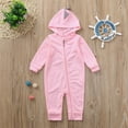 thumbnail image 3 of SUXIAN Baby Girl Outfits Dinosaur Jumpsuit Toddler Romper Hoodie with Zip for Boys and Girls Pink 18 Months, 3 of 7