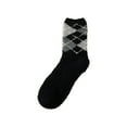 thumbnail image 3 of Wuxian Womens Socks Fuzzy Thick Thermal Geometric Printed Coral Velvet Crew Socks Warm Sleeping Stocking Fuzzy Socks,Black,One Size, 3 of 3