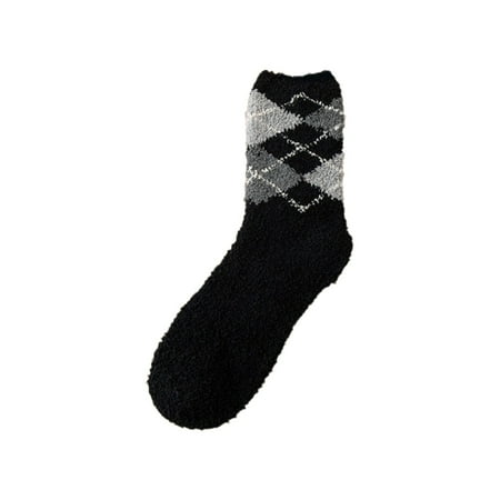

ketyyh-chn99 Socks Womens Socks Large Winter Men Diamond Printed Coral Velvet Warm Sleeping Tube Socks At Home