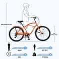 thumbnail image 4 of 26-Inch Beach Cruiser Bike for Women, Men, Seniors & Adults, 7-Speed Steel Frame City Commuter Hybrid with Comfort Saddle and Orange Finish, 4 of 5