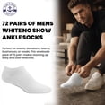 thumbnail image 2 of 72 Pairs Of Yacht & Smith Mens Wholesale Bulk No Show Ankle Socks, Cotton Sport Athletic Socks - Size 10-13 (White), 2 of 8