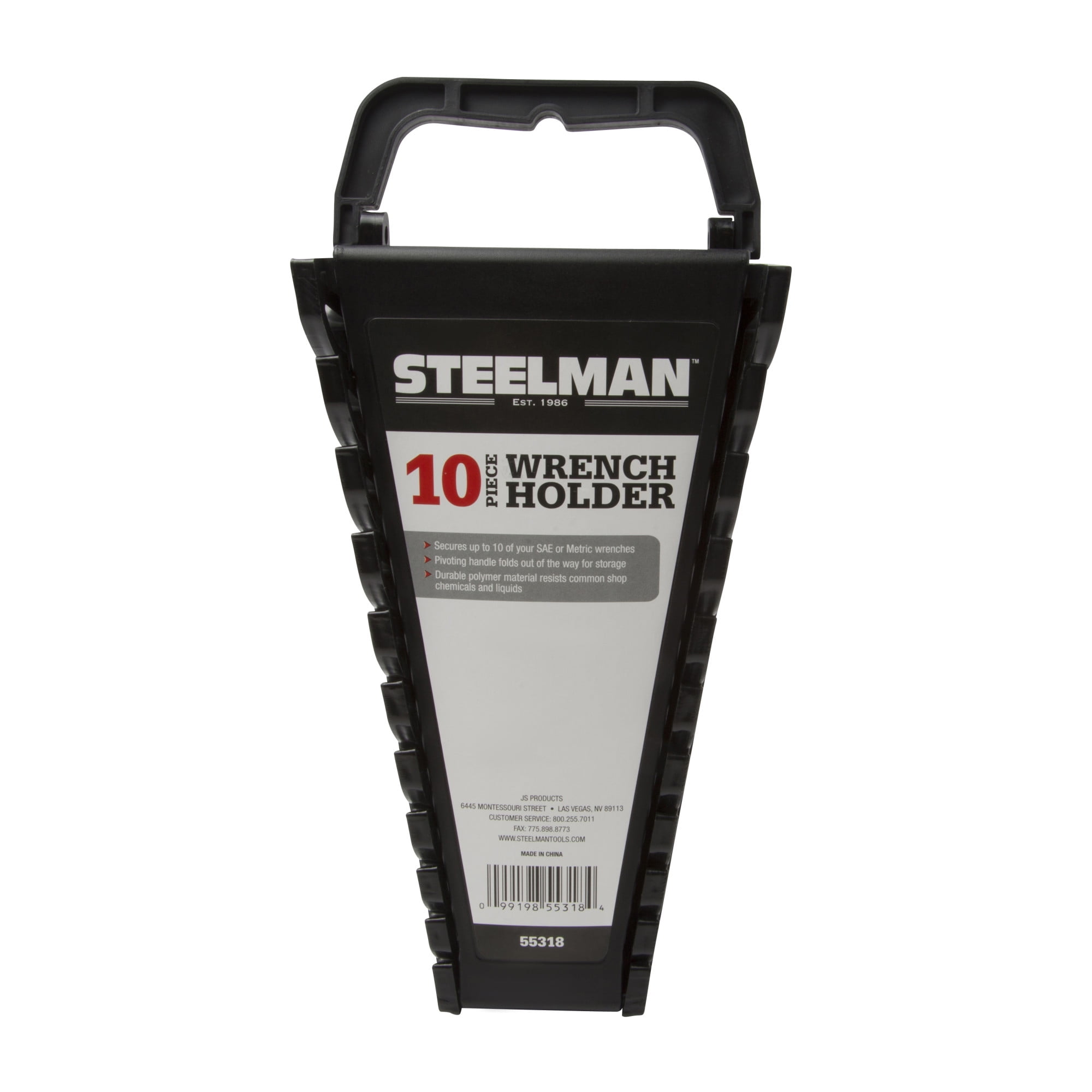 STEELMAN 55318 Universal 10-Tool Wrench Holder, Black