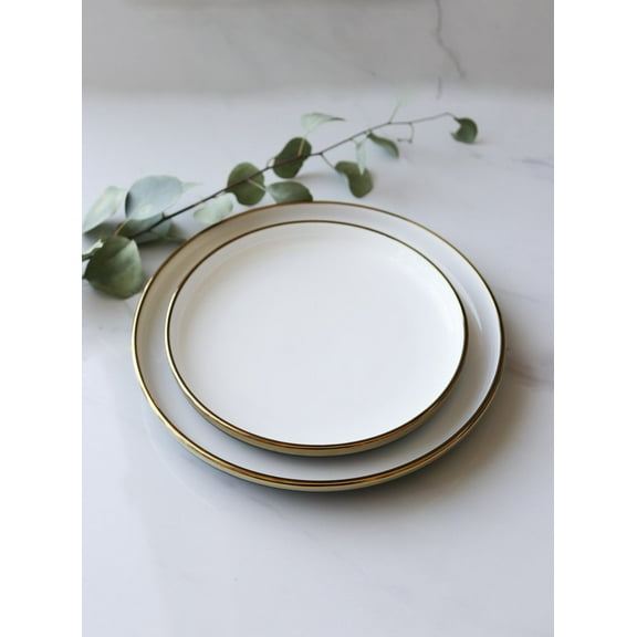 10.6" Midnight Blue Ceramic Dinner Plate with Gold Rim | Luxury Collection