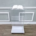 thumbnail image 2 of FixtureDisplays® Clear Acrylic Podium Pulpit Lectern 23X16X46.3" with Engineered Wood (MDF) Base and 2" Casters 102702, 2 of 12