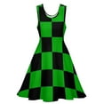 thumbnail image 4 of 2024 Black And Green Two T Dress Mod Checkers Pretty Dresses High Waist Street Fashion Skate Dress Summer Women Oversized Vestidos, 4 of 7