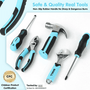 SHALL 26PCS Kids Tool Set, Real Tool Kit for Kids with 12 Tool Bag for Boys & Girls Age 6+, DIY Building, Woodwork & Construction