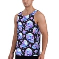 thumbnail image 2 of Gukieu blue Skull flower Print Men's Quick Dry Fitness Vest, Round Neck Sleeveless Fitness Bodybuilding Top-4X-Large, 2 of 7