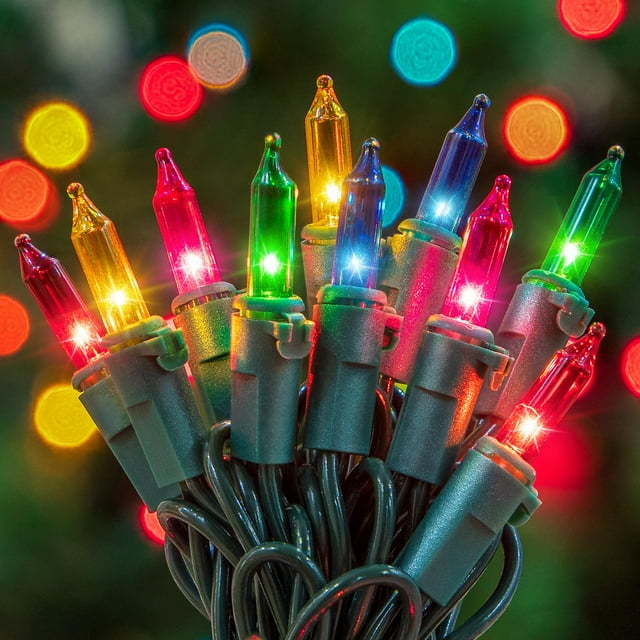 Guirnalda de luces navideñas YOUNGAR, paquete de 2, 100 incandescentes, 7 m
