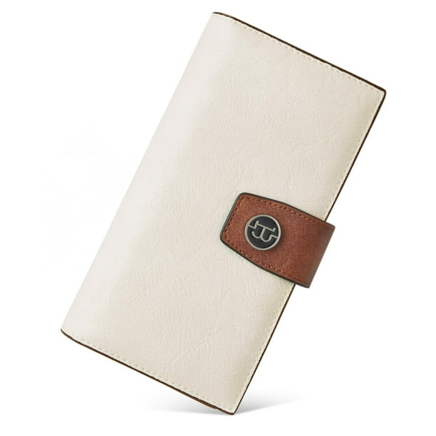 Cartera BOSTANTEN de piel para mujer con bloqueo RFID, color albaricoque