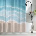 thumbnail image 2 of Summer Blue Beach Shower Curtain, Coastal Nautical Watercolor Gradient Ocean Waves Waterproof Shower Curtain Set with 12 Hooks Lightweight Bath Curtains Fabric Bathroom Decor 72x84 Inches, 2 of 9