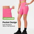 thumbnail image 5 of Women's High Waisted Biker Shorts with Pockets, Nylon Spandex Yoga Workout Shorts, Tummy Control, 1 Pack, 5 of 11