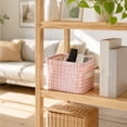 thumbnail image 4 of Linnome Linen Cotton Desktop Storage Basket Fresh Fabric Organizer Box Foldable Small Sundry Holder for Bedroom Vanity Living Room Countertop Tidying, 4 of 7